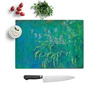 Irises by Claude Monet - Textured Chopping Board - Worktop Saver - Cutting Board - Heat Resistant, Shatterproof and Hygenic - 28.5 x 20 cm