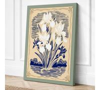 Irises Emerging Botanical Canvas Wall Art Print 36x24 Inch (91 x 61 cm)