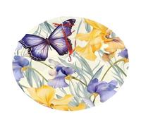 Irises Flower Butterfly Christmas Tree Skirt 30 Inch Floral Plush Xmas Tree Mat Holiday Decoratio Floor Protector for Home Party Festival