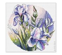 Irises Flower Cross Stitch KIT PDF Chart, Purple Spring Floral Embroidery Pattern, Easy to Follow Chart with Stunning Result, DMC Thread Aida