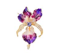 Irises Flower Designs Brooch Jewelry with Drip Oil Finish Sturdy Copper Construction 11g Comfort Fit Unisex Gift Copper Floral Brooch Pin