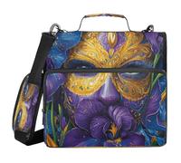 Irises Happy 3 Ringing Zipper Binder with Strap Multiple Pockets School Binders Organizer for Middle Student