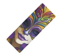 Irises Happy Mardi Gras printed yoga mats in bulk for gym, natural rubber non slip, with yoga mat bag carrier tapete para ejercicio 71x26 inches
