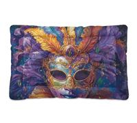 Irises Happy Mardi Gras Washable Dog Sleeping Mattress Soft Anti-Slip Dog Crate Mat for Large Jumbo Medium Small Dogs 36" x 24"