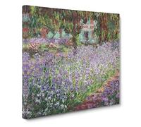 Irises In Monets Garden by Claude Monet Canvas Print | Gallery Wrapped 30mm Frame Wall Art | 14x14 inches | Ready to Hang | Impressionist Floral Picture | Living Room Bedroom Lounge Office