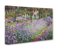 Irises In Monets Garden By Claude Monet Canvas Print | Gallery Wrapped 30mm Frame Wall Art | 24x16 inches | Ready to Hang | Impressionist Floral Picture | Living Room Bedroom Lounge Office