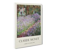 Irises In Monets Garden By Claude Monet Canvas Print | Gallery Wrapped 30mm Frame Wall Art | 24x16 inches | Ready to Hang | Impressionist Floral Picture | Living Room Bedroom Lounge Office