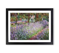 Irises In Monets Garden By Claude Monet Classic Painting Framed Print | A3 Black Framed Wall Art | Ready to Hang | Classic Floral Picture | Living Room Bedroom Lounge Office