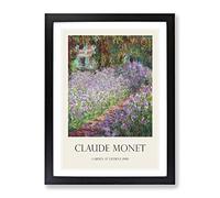 Irises In Monets Garden By Claude Monet Framed Wall Art Print A4 Black | Ready to Hang, Premium Gi Paper, Fade-Resistant Inks, Securely Packaged, UK Made