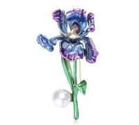 Irises Shaped Brooch with Pearls Detail Sturdy Drip Oil Coating Stylish Unisex Accessory for Gifting Special Moments Classical Drip Oil Flower Jewelry Gift