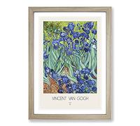 Irises with Border by Vincent Van Gogh Framed Print | A2 Oak Framed Wall Art | Ready to Hang | Modern Historical Picture | Living Room Bedroom Lounge Office