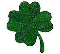 Irish 4-Leaf Clover Iron-on Iron-on Patches for Clothes. Adhesive Patch for 100% Embroidered Clothing. 3"x2.4"