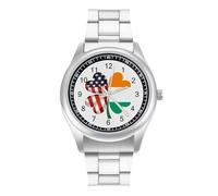 Irish A-mericans Flag Shamrock Mens Watches Print Analog Quartz Watch Business Wristwatch Casual