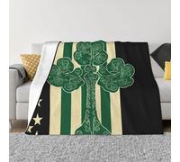 Irish American Flag Blankets for Couch Soft Fleece Throw Blanket Luxury Flannel Lap Blanket Gifts Lightweight Air Conditioning Blankets Fuzzy Cozy Throws for All Seasons
