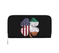 Irish American Flag Ireland Flag St Patrick's Day Gifts PU Leather Wallet for Women Men Credit Card Wallet Long Clutch Purse Around Zipper Wallets