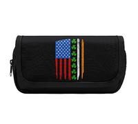 Irish American Flag Pencil Case Double Zip Pen Bag Large Capacity Pen Holder Stationery Bag for Home Office