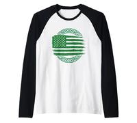 Irish American Flag with Celtic Knot Raglan Baseball Tee