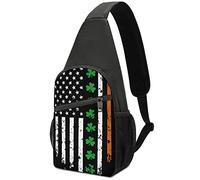 Irish American Flag with Clovers Crossbody Backpack Shoulder Bag Lightweight One Strap Sling Bag Travel Hiking Daypack