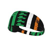 Irish American Flags And Four Leaf Clovers Hairband, Unisex Elastic Headband, Moisture Wicking Headband For Sports, Running, Yoga.
