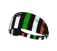 Irish American Flags And Four Leaf Clovers Hairband, Unisex Elastic Headband, Moisture Wicking Headband For Sports, Running, Yoga.
