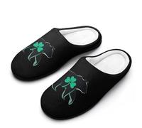 Irish Bear Lucky Shamrock Breathable Slippers Women Slip On Winter Warm House Slippers Shoes Bedroom 11-12（42-43）