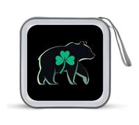 Irish Bear Lucky Shamrock Portable CD Case Holder 48 Capacity Travel DVD Storage Boxs Wallet Bag