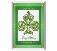 Irish Birthday Cards - Happy Birthday Greetings - Special Wishes - Unusual Ireland themed - Blank inside to write own message - Creative Celtic Shamrock theme