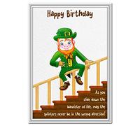 Irish Birthday Cards - Happy Birthday Greetings - Special Wishes - Unusual Ireland Themed - Blank Inside to Write own Message - Creative Funny Blessing Theme