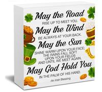 Irish Blessing Decor, May Your Troubles Be Less and Your Blessings Be More Wooden Block Sign, St. Patrick's Day Decorations, Irish Decorations for Home, 5 X 5 Inches