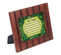 Irish Blessing Green Shamrocks 8x10 Woodgrain Framed Art Wall Plaque Sign