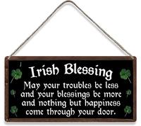 Irish Blessing Happiness Friendship Gift Plaque St Patricks Day Lucky House Sign 10x5 inch Rustic Wooden Plaque Hanging Wall Art