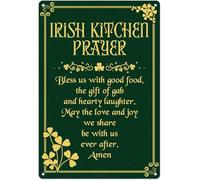 Irish Blessing Metal Sign Wall Decor Kitchen Prayer St Patricks Day Shamrock Print Art Poster for Home Cafe Bar Pub Door Porch Yard Vintage Decorations 12x16 Inch