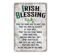 Irish Blessing Metal Tin Sign, Vintage St. Patrick’S Day Plaque, Shamrock Wall Art For Home, Pub, Kitchen - Rustic Irish Decor For St. Paddy’S Day Metal Tin Sign 8X12 Inch