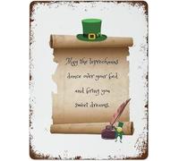 Irish Blessing Poster Leprechaun Tin Sign Metal Sign Board Decorative Sign Decor Cafe Bar Coffee Decor Metal Plaque Decor 8x12 Inch
