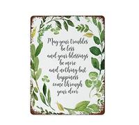 Irish Blessing Print Green Wreath Wall Art May Your Troubles Be Less St. Patrick's Day Vintage Metal Tin Sign For Home Office Store Cafes Pubs Club Gift 5.5x8inch