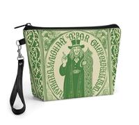 Irish Blessing St Patrick's Day Cosmetic Bag for Women Makeup Organizer with Wide Opening & Handle Waterproof PU Leather Zipper Pouch Portable Toiletry Bag for Skincare Brush Travel Essentials