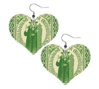 Irish Blessing St Patrick's Day Leather Earrings for Women Heart Earrings Lightweight Dangle Drop Earrings Cute Jewelry Gift, One Size, No Gemstone
