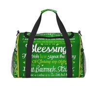 Irish Blessing St Patrick's Day Print Travel Duffel Bag for Men & Women, Foldable Travel Bags and Spacious Weekender Tote Bag for Storage Toiletry Luggage Personal Item, Black, L