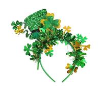 Irish Bowler Hat Headband - Festive Shamrock Pattern Hair Accessory sleeks, miniss Green Top Fascinator for St Paddy's Day, Comfort Fit Alice Band + glitters Accents | Fancy Dress & Family Events