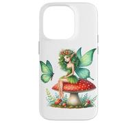 Irish Butterfly Fairy on Red Mushroom March Holiday Floral Case for iPhone 14 Pro
