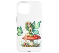 Irish Butterfly Fairy on Red Mushroom March Holiday Floral Case for iPhone 15
