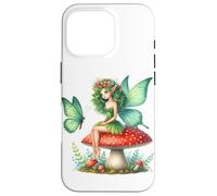 Irish Butterfly Fairy on Red Mushroom March Holiday Floral Case for iPhone 16 Pro