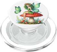 Irish Butterfly Fairy on Red Mushroom March Holiday Floral PopSockets PopGrip for MagSafe