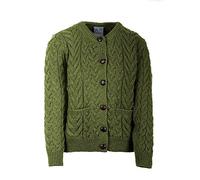 Irish Cardigan Sweater for Women Made in Ireland Supersoft Aran Merino Wool Lumber Jacket-Meadow-Large