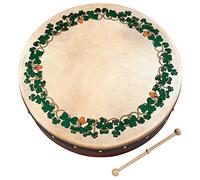 Irish Celtic Bodhran 12 Inch with Natural Goat Skin Head, Shamrock Design with Hardwood Beater & Instructional DVD - Waltons