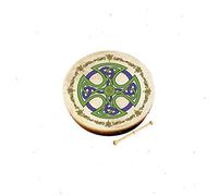 Irish Celtic Bodhran 18 Inch with Natural Goat Skin Head, Brosna Cross Design Starter Gift Set with Beater, Tutor DVD and Carrying Box - Waltons