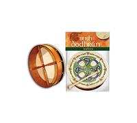 Irish Celtic Bodhran 8 Inch with Natural Goat Skin Head, Brosna Cross Design with Hardwood Beater - Waltons