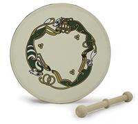 Irish Celtic Bodhran 8 Inch with Natural Goat Skin Head, The Chase Celtic Design with Hardwood Beater - Waltons