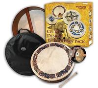 Irish Celtic Bodhran Drum 15 Inch with Natural Goat Skin Head, Animals Design with Hardwood Beater, Carrying Bag & Instructional DVD - Waltons