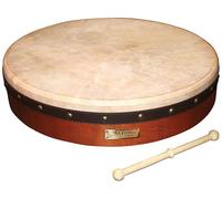 Irish Celtic Bodhran Drum 18 Inch with Natural Goat Skin Head, Standard Matt Brown Finish with Hardwood Beater - Waltons